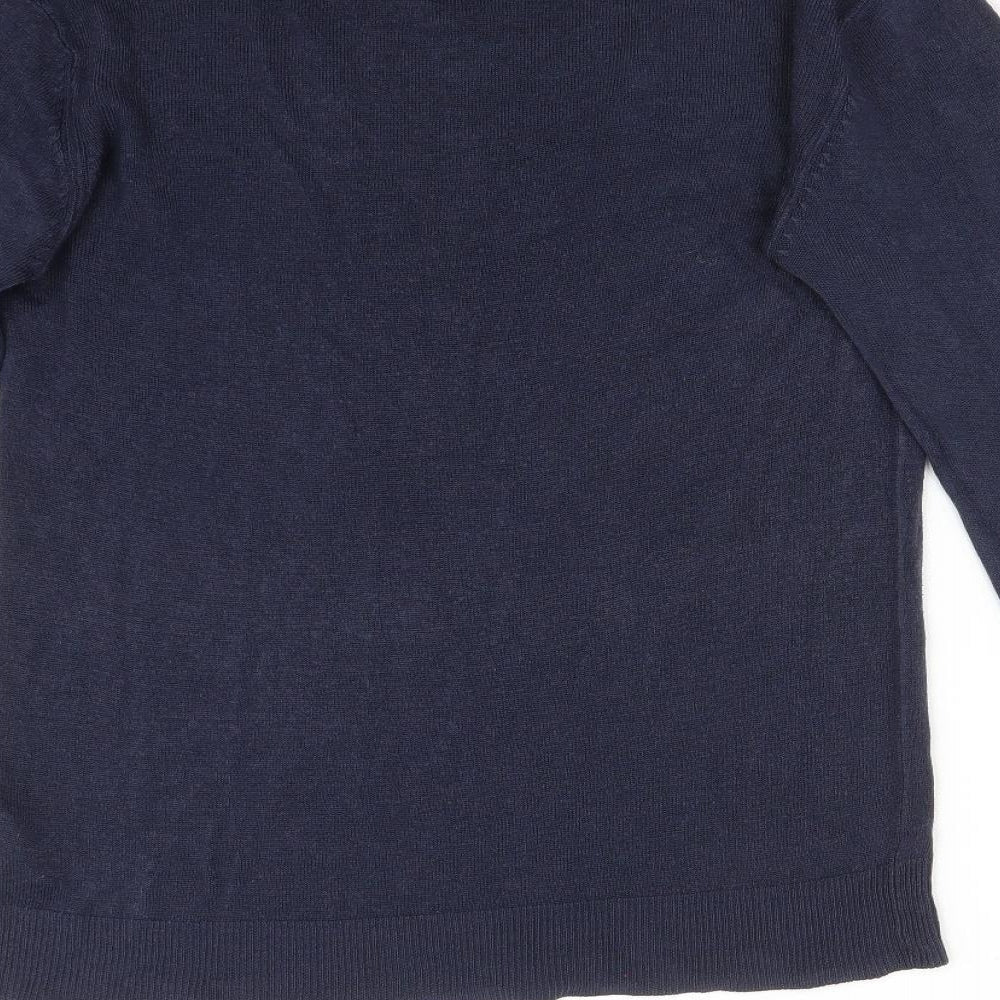 Peacocks Mens Blue  Acrylic  T-Shirt Size L V-Neck