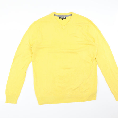 COLLECTION Mens Yellow  Acrylic  T-Shirt Size L V-Neck