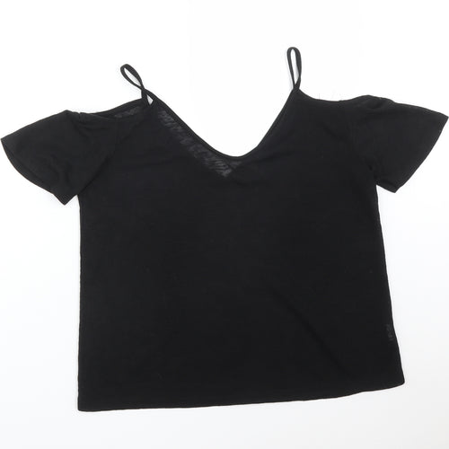 Atmosphere Womens Black  Polyester Basic T-Shirt Size 10 V-Neck