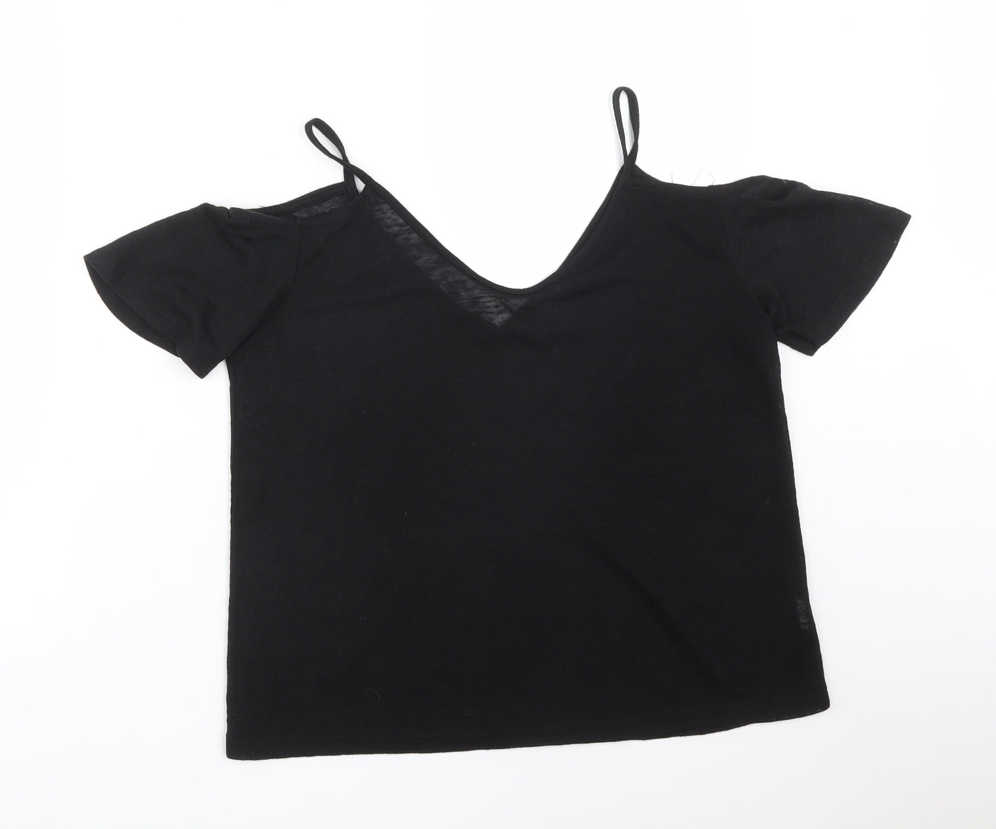Atmosphere Womens Black  Polyester Basic T-Shirt Size 10 V-Neck