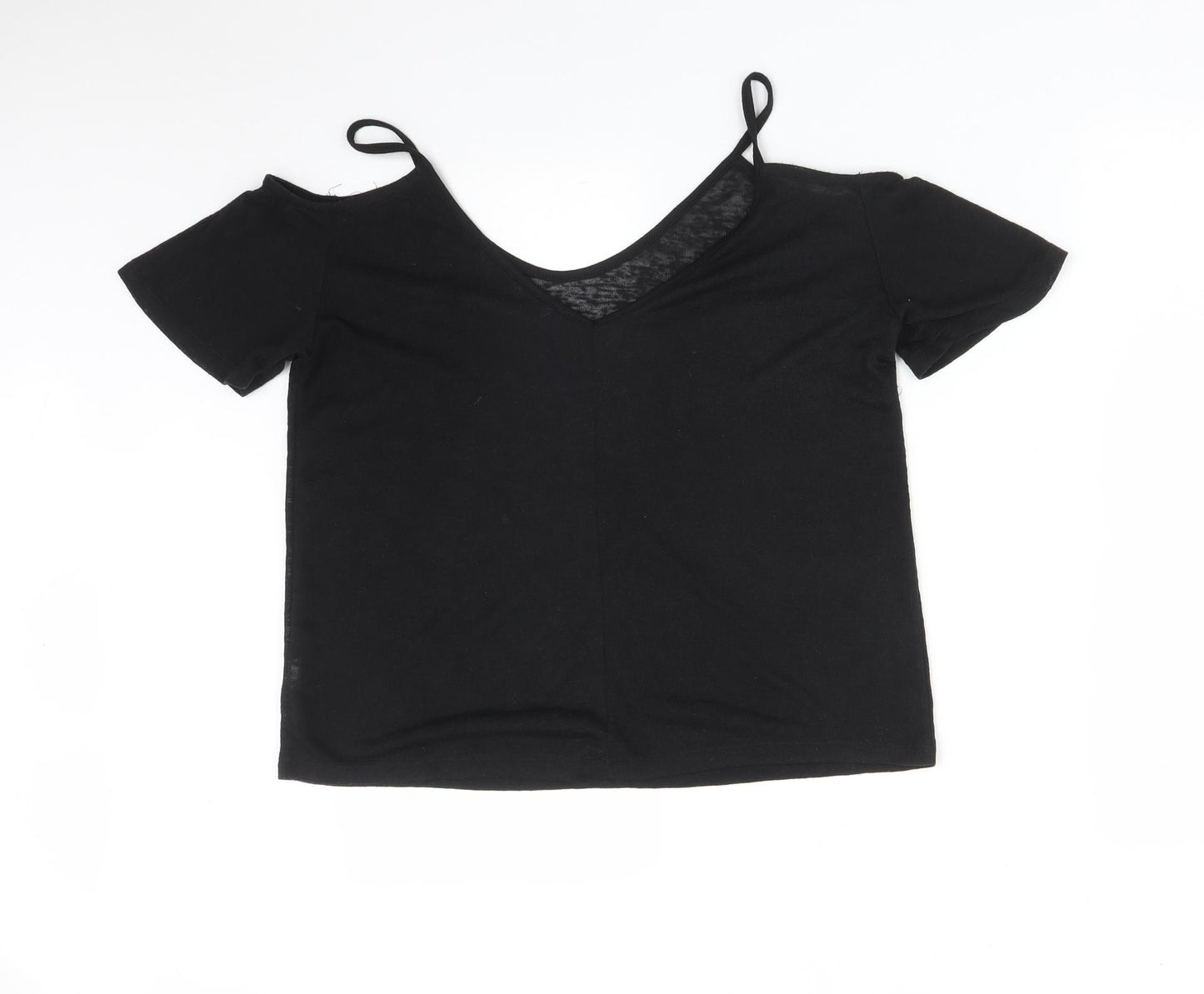 Atmosphere Womens Black  Polyester Basic T-Shirt Size 10 V-Neck