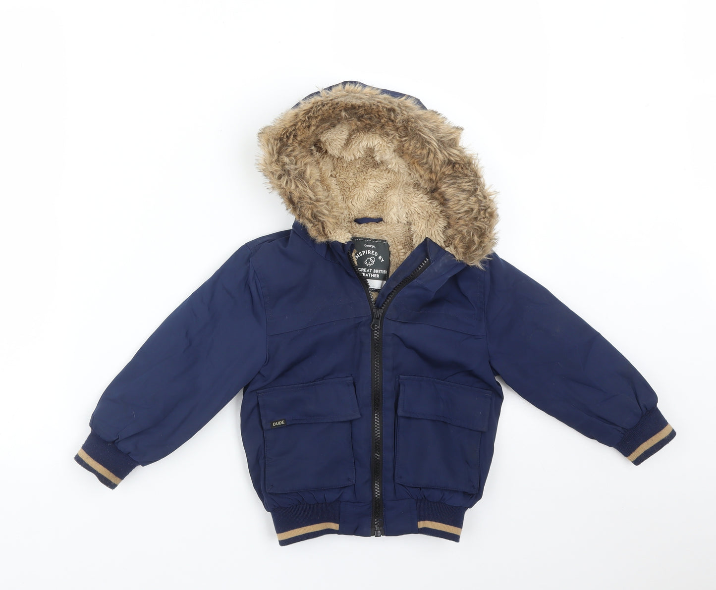 George Boys Blue   Overcoat Coat Size 18-24 Months