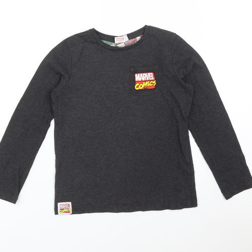 Marvel Comics Boys Grey  Cotton Basic T-Shirt Size 9-10 Years Crew Neck  - MARVEL COMICS