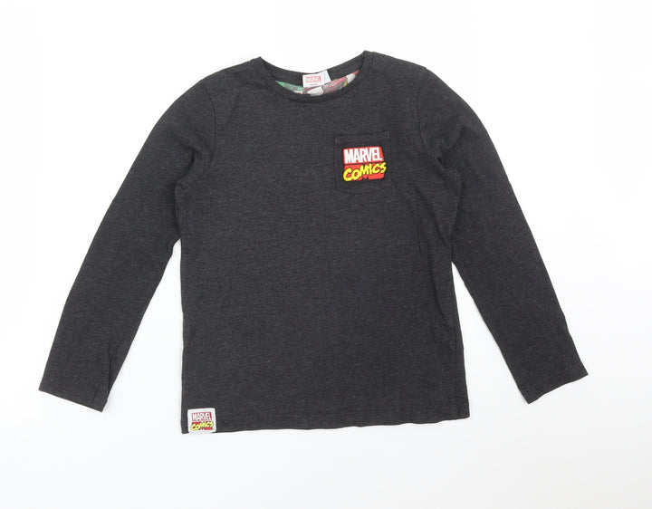 Marvel Comics Boys Grey  Cotton Basic T-Shirt Size 9-10 Years Crew Neck  - MARVEL COMICS