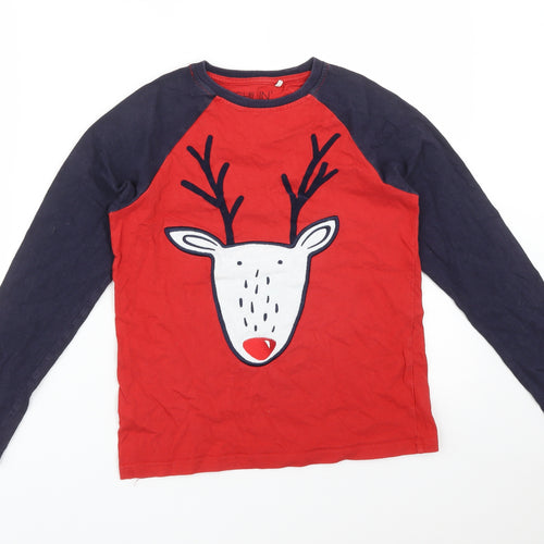 NEXT Boys Multicoloured Colourblock Cotton Basic T-Shirt Size 11 Years Crew Neck  - REINDEER