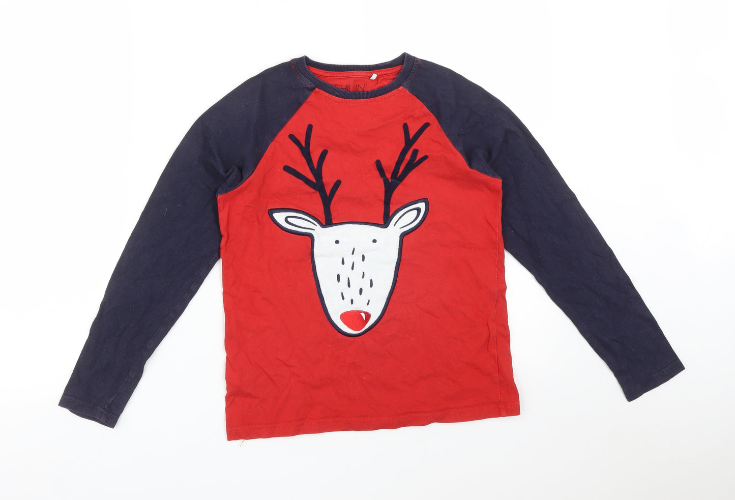 NEXT Boys Multicoloured Colourblock Cotton Basic T-Shirt Size 11 Years Crew Neck  - REINDEER