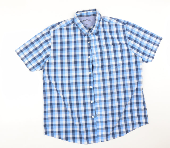 JACK VALLEY Mens Multicoloured Check Polyester Button-Up Size XL Collared