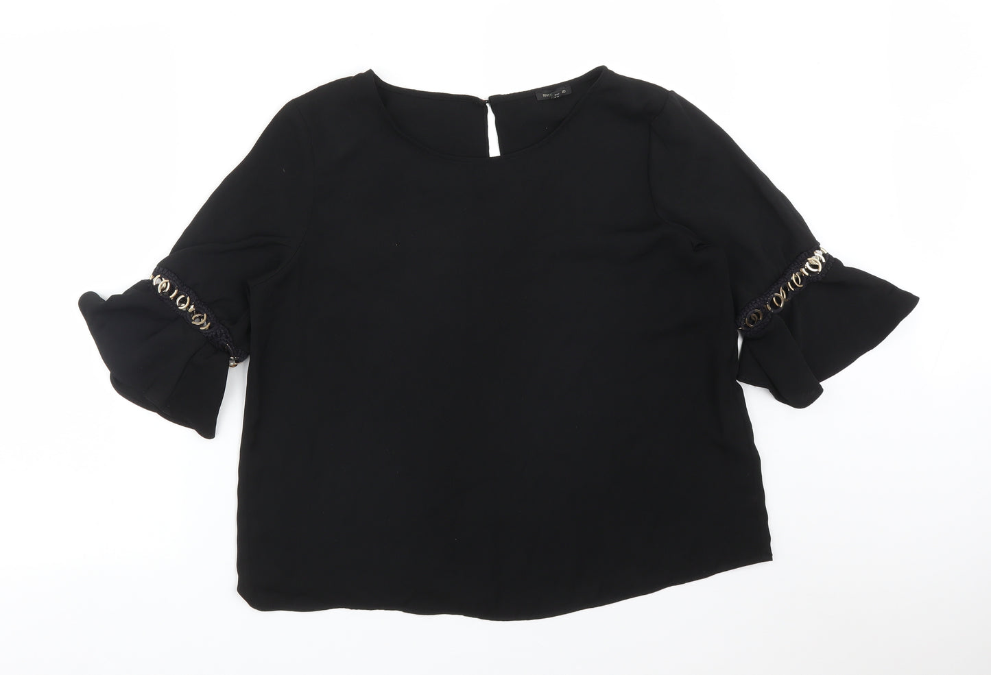 River Island Womens Black  Polyester Basic T-Shirt Size 14 Round Neck