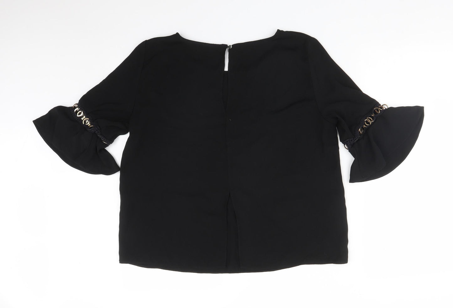 River Island Womens Black  Polyester Basic T-Shirt Size 14 Round Neck