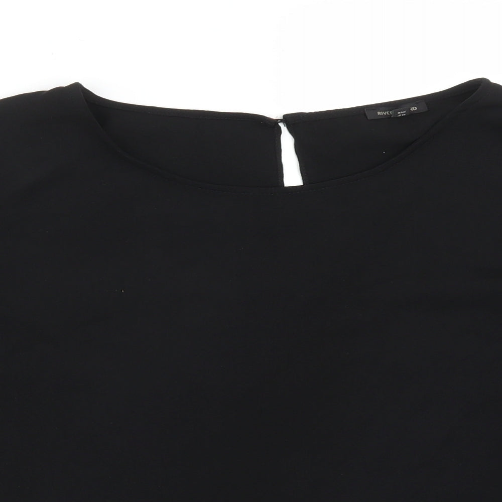 River Island Womens Black  Polyester Basic T-Shirt Size 14 Round Neck