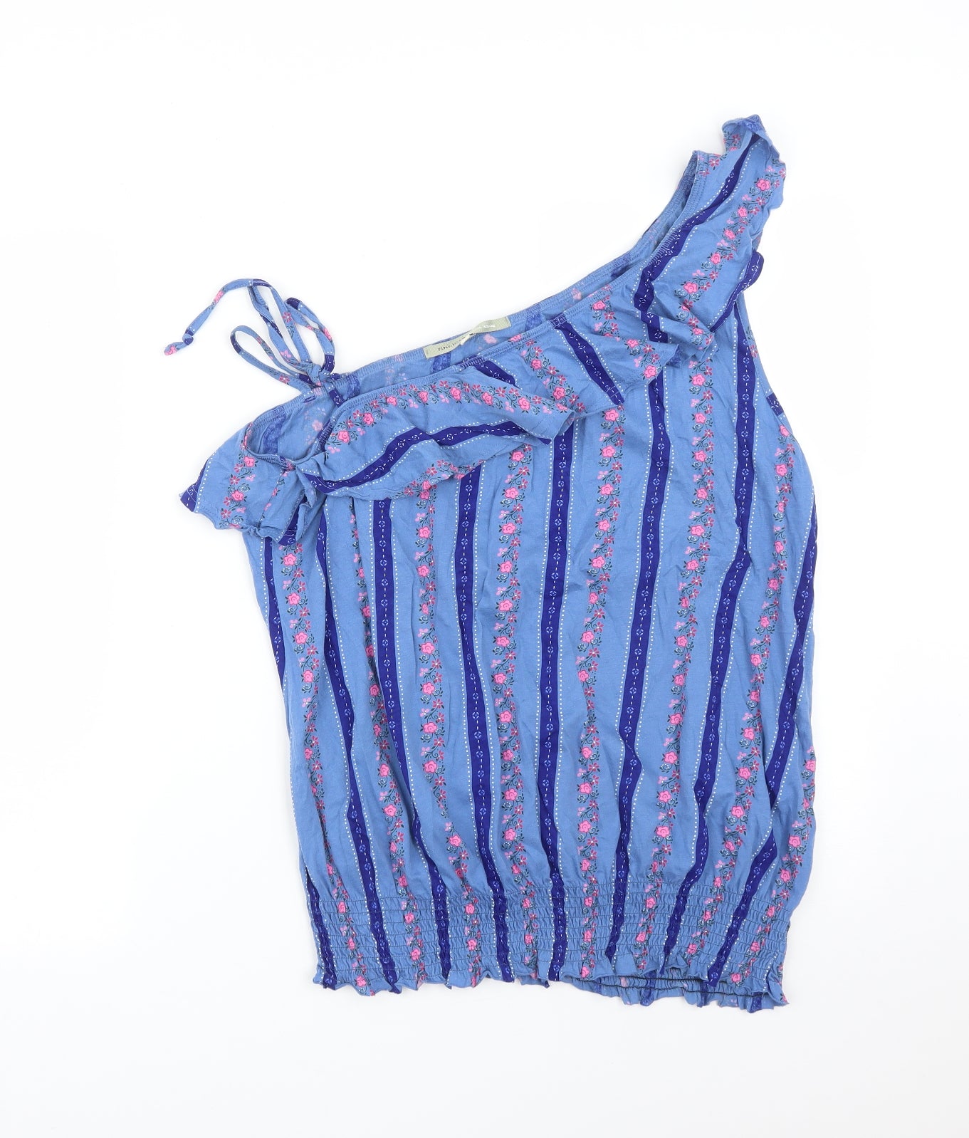 River Island Womens Blue Floral Cotton Basic T-Shirt Size 16