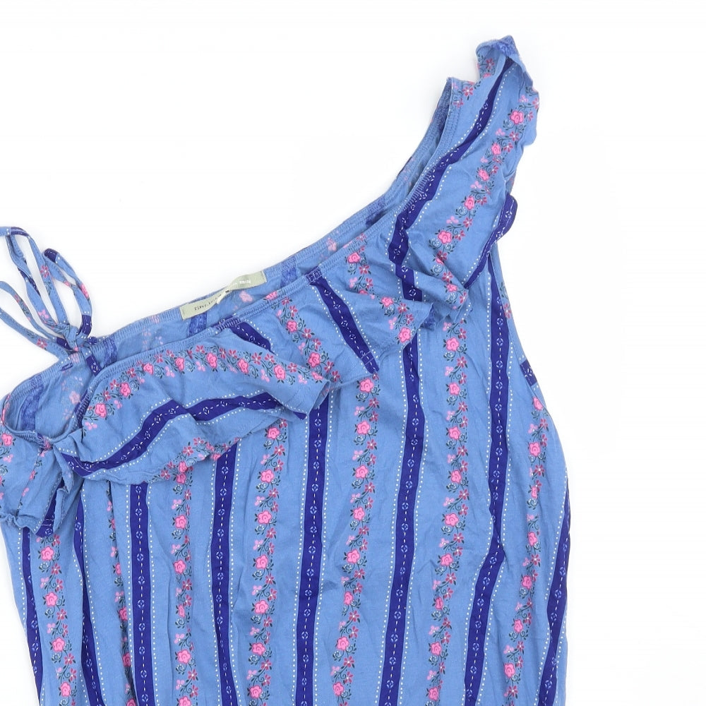 River Island Womens Blue Floral Cotton Basic T-Shirt Size 16