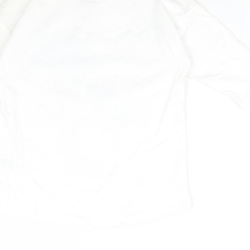 &F Girls White  Cotton Basic T-Shirt Size 6-7 Years Round Neck  - FLAMINGO-HO-HO