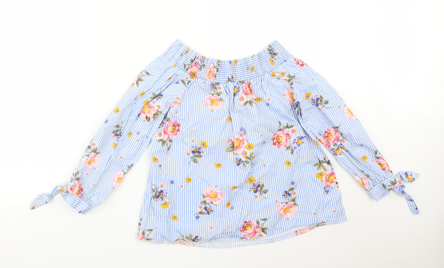 New Look Womens Multicoloured Floral Cotton Basic T-Shirt Size 12 Off the Shoulder