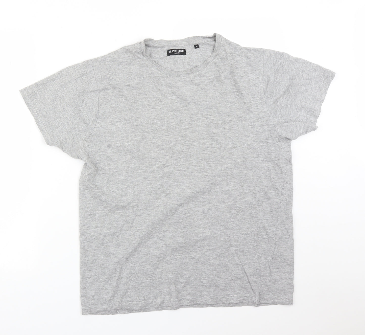 Brave Soul Mens Grey  Cotton  T-Shirt Size XL Crew Neck