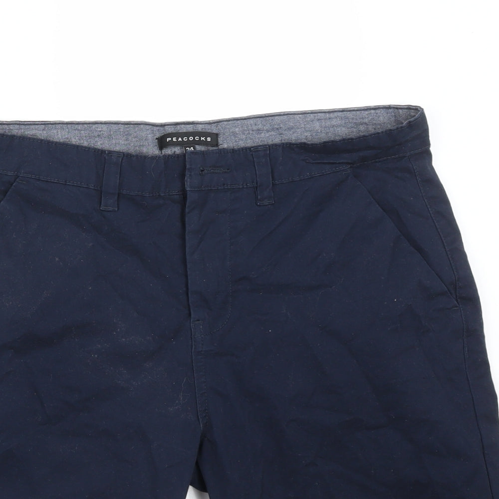 Peacocks Mens Blue  Cotton Chino Shorts Size 34 L10 in Regular