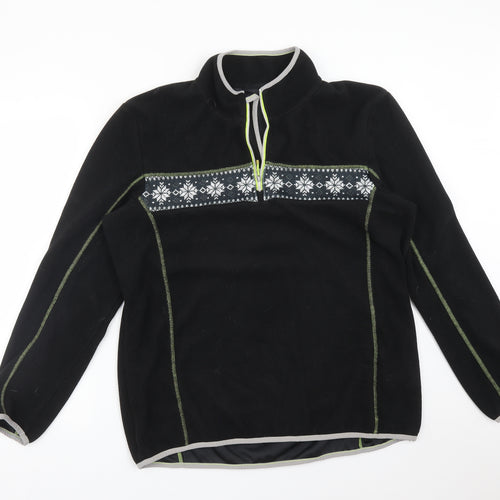 Crane Mens Black High Neck Fair Isle  Pullover Jumper Size L