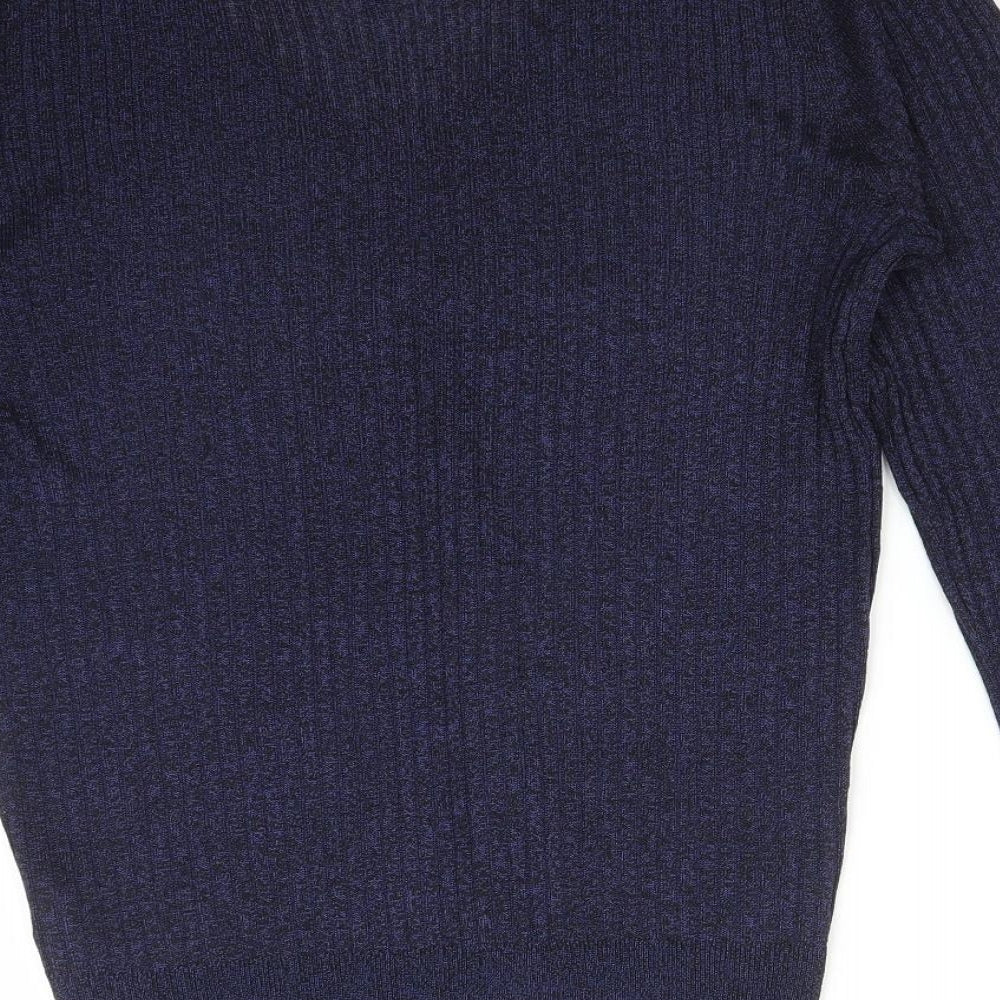 NEXT Womens Blue Striped Polyester Basic T-Shirt Size 12 V-Neck