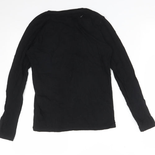 B&C Womens Black  Cotton Basic T-Shirt Size M Crew Neck - HAPPINESS IS AN INSIDE JOB