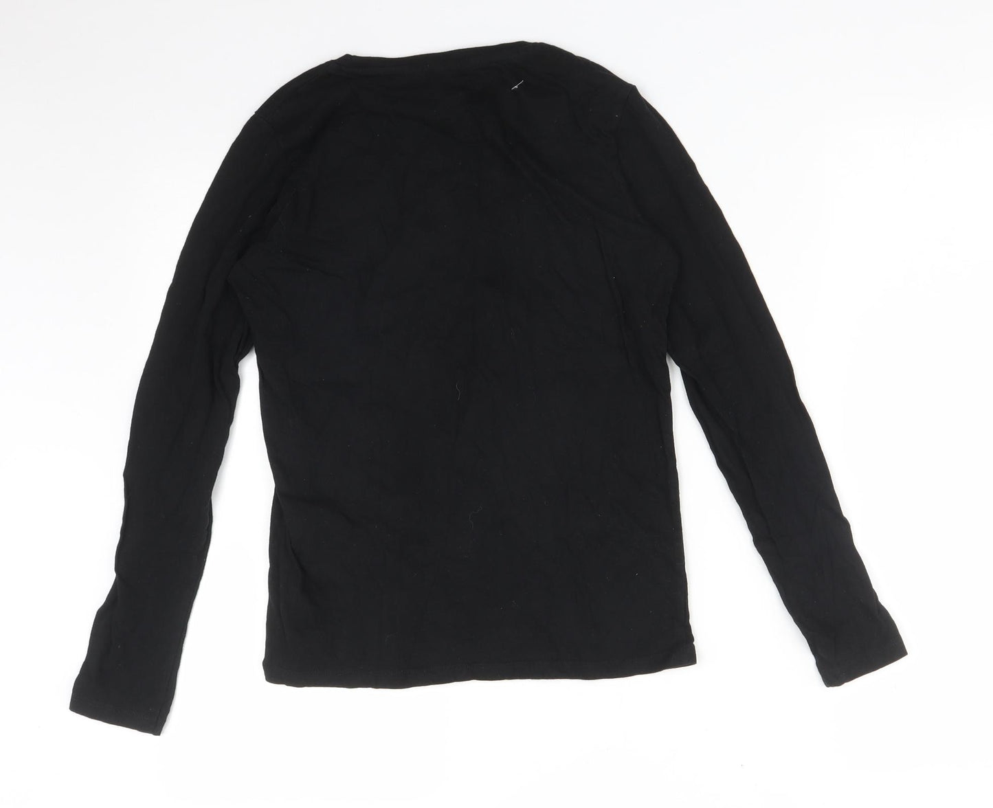 B&C Womens Black  Cotton Basic T-Shirt Size M Crew Neck - HAPPINESS IS AN INSIDE JOB