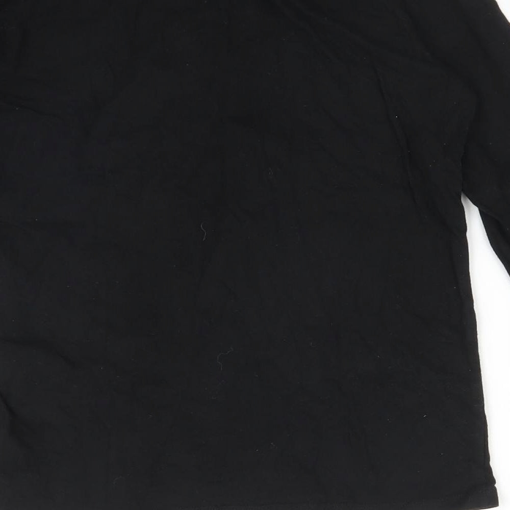 B&C Womens Black  Cotton Basic T-Shirt Size M Crew Neck - HAPPINESS IS AN INSIDE JOB