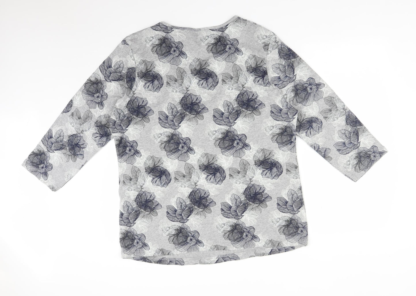 Maine Womens Multicoloured Floral Cotton Basic T-Shirt Size 22 V-Neck