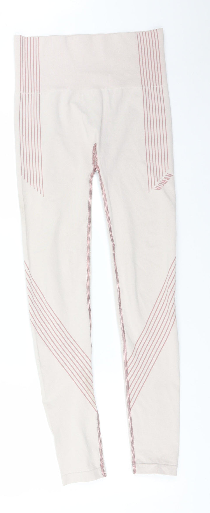 Boohoo Womens Pink Striped Polyester Leggings Size M L29 in