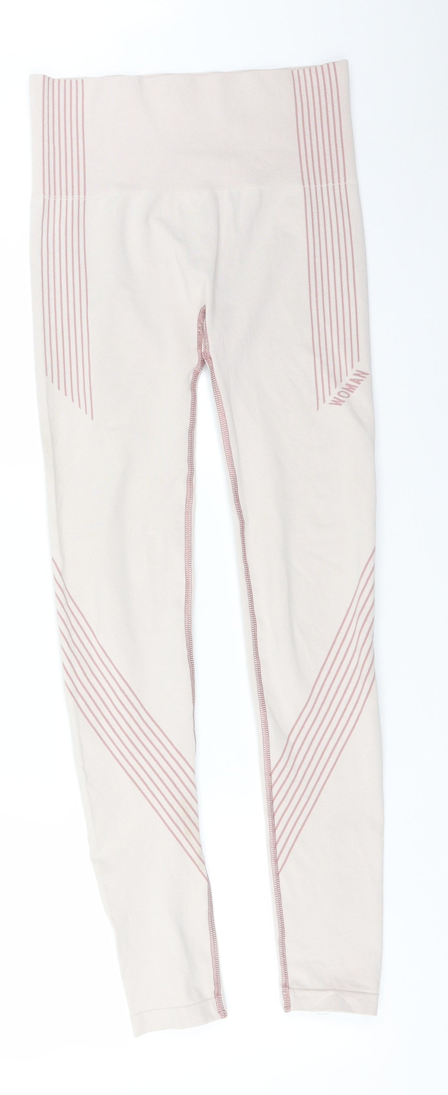 Boohoo Womens Pink Striped Polyester  Leggings Size M L29 in