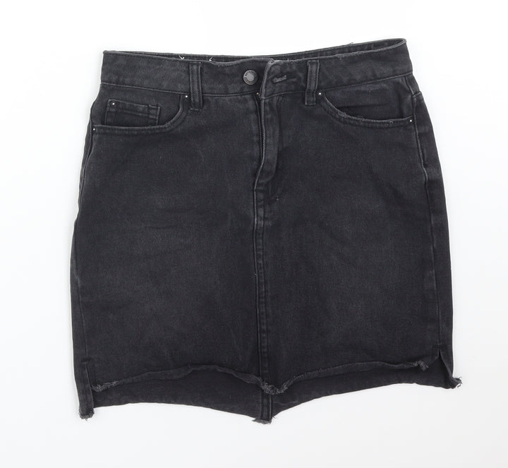New Look Womens Black Cotton Straight & Pencil Skirt Size 8