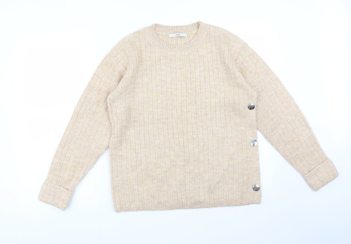 George Womens Beige Striped Acrylic Pullover Sweatshirt Size S