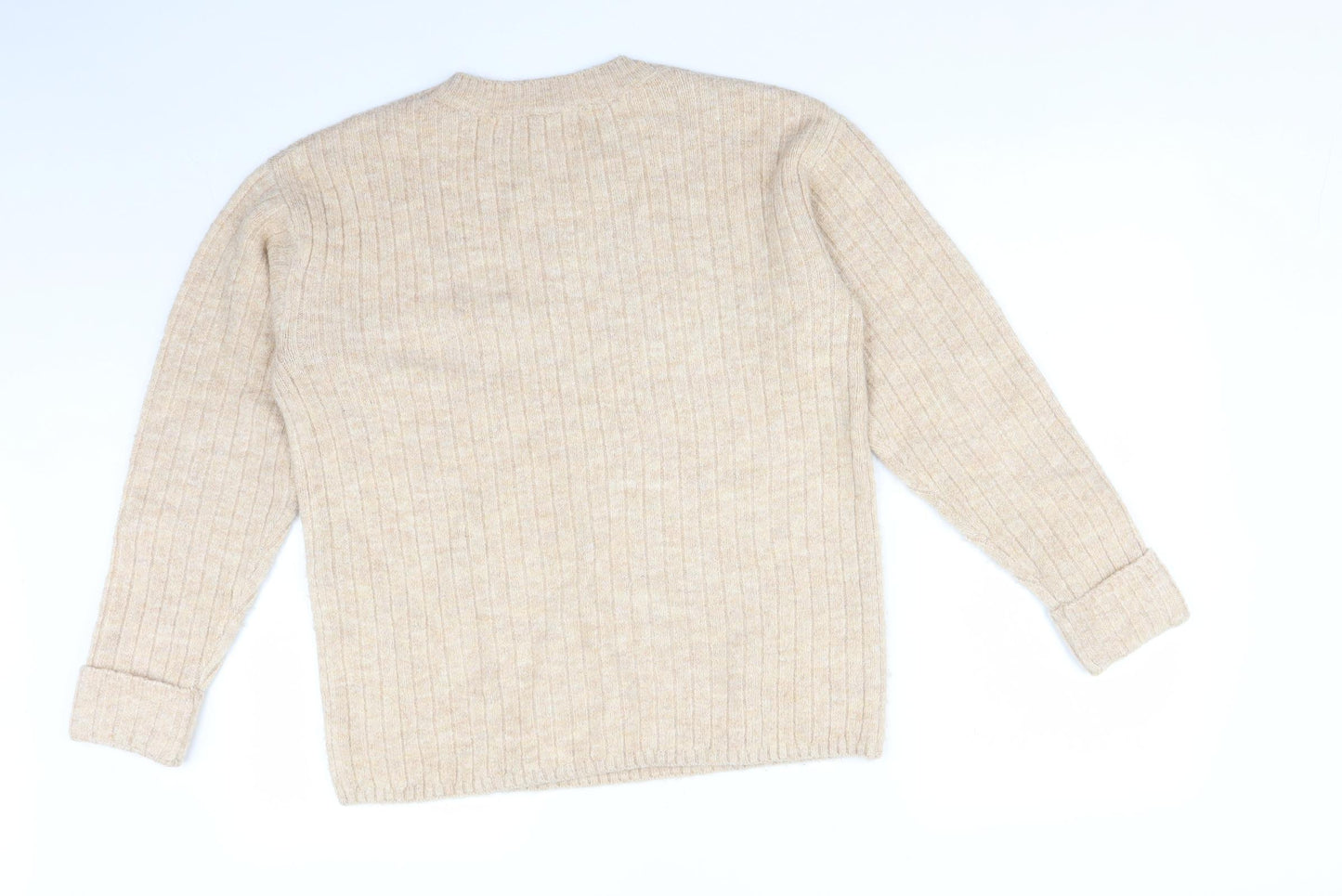 George Womens Beige Striped Acrylic Pullover Sweatshirt Size S