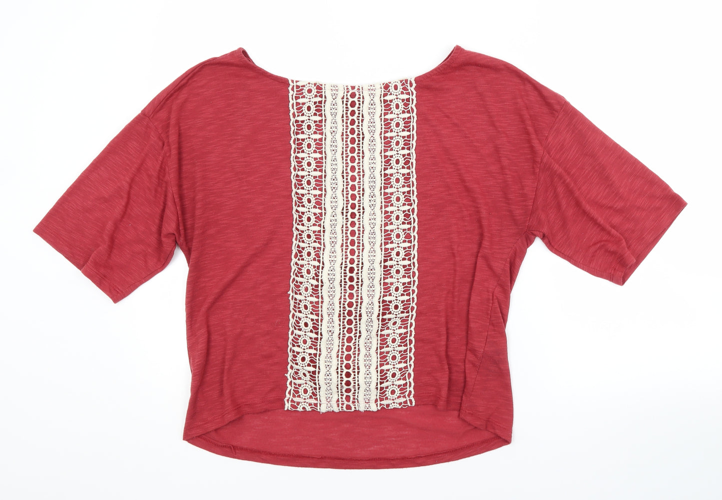 George Womens Red  Polyester Basic T-Shirt Size 14 Boat Neck