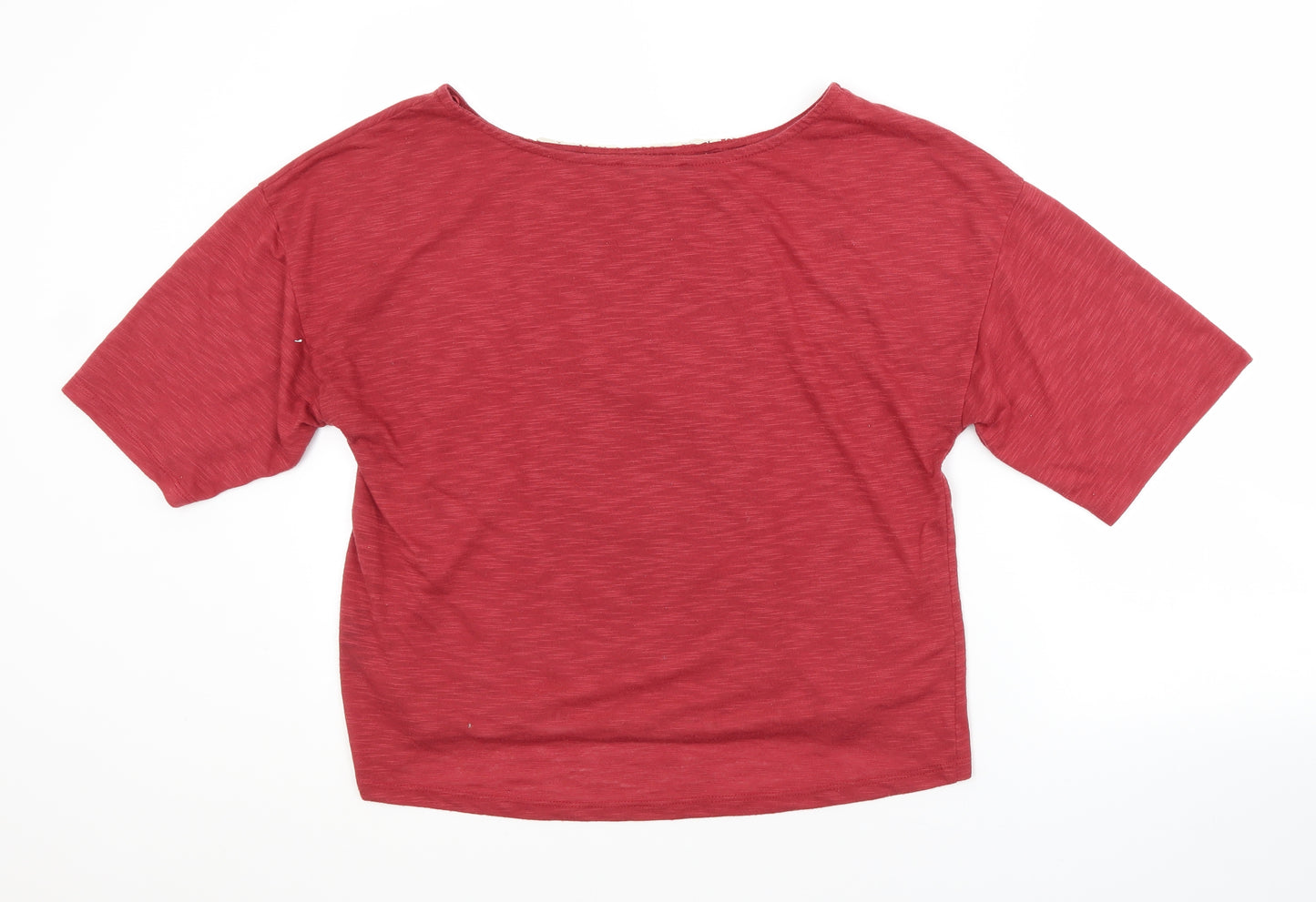 George Womens Red  Polyester Basic T-Shirt Size 14 Boat Neck