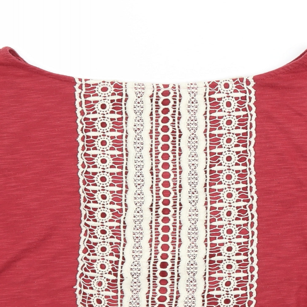 George Womens Red  Polyester Basic T-Shirt Size 14 Boat Neck