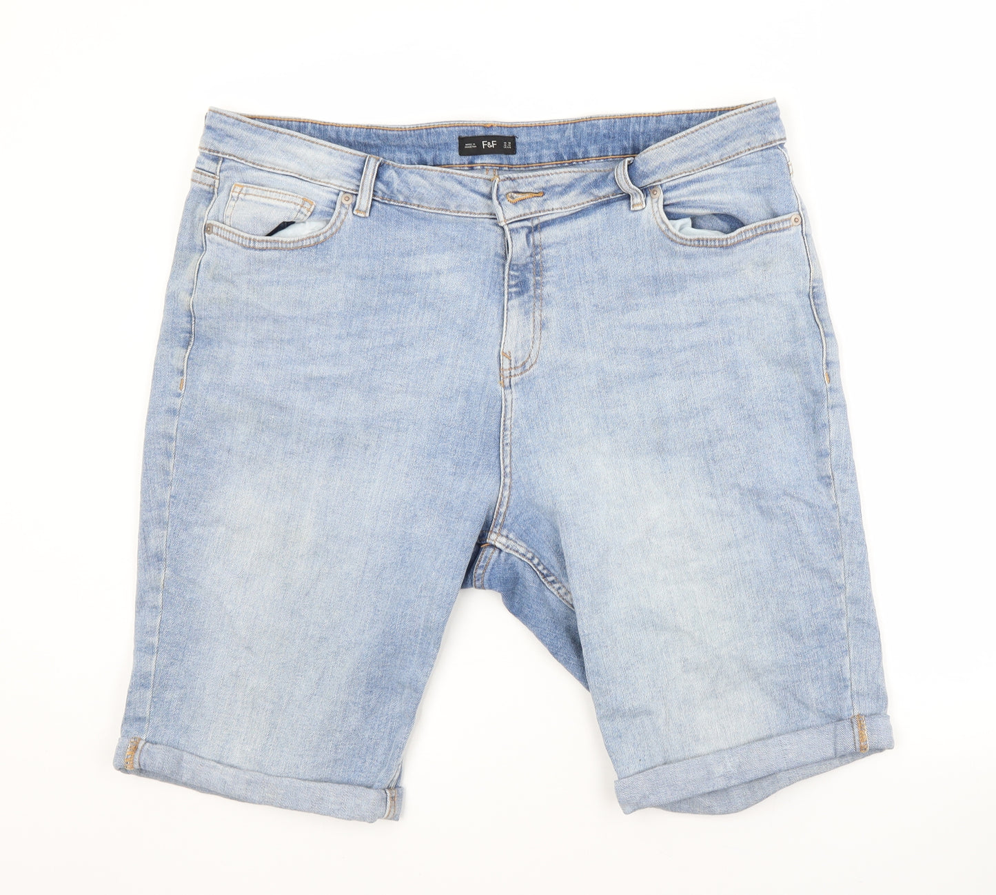 F&F Womens Blue  Cotton Cut-Off Shorts Size 18 L12 in Regular