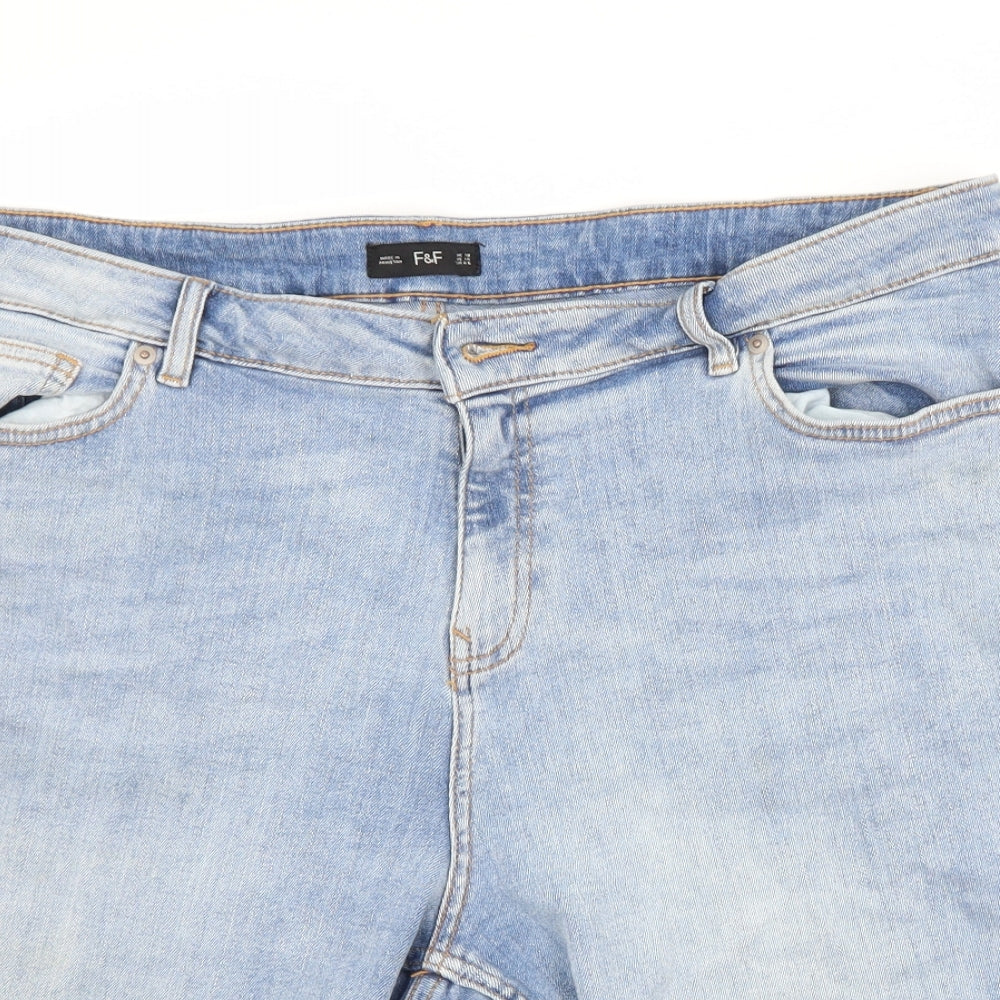 F&F Womens Blue  Cotton Cut-Off Shorts Size 18 L12 in Regular
