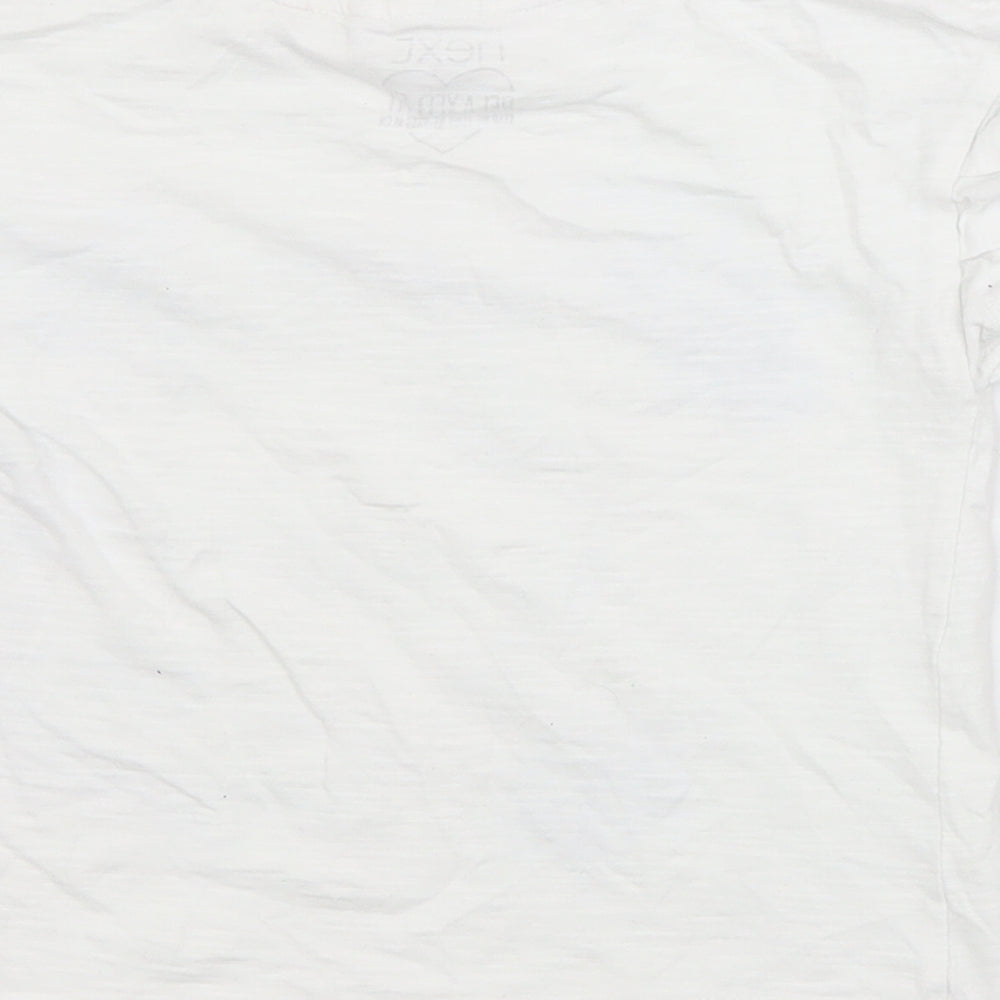 NEXT Girls White  Cotton Basic T-Shirt Size 4 Years Crew Neck