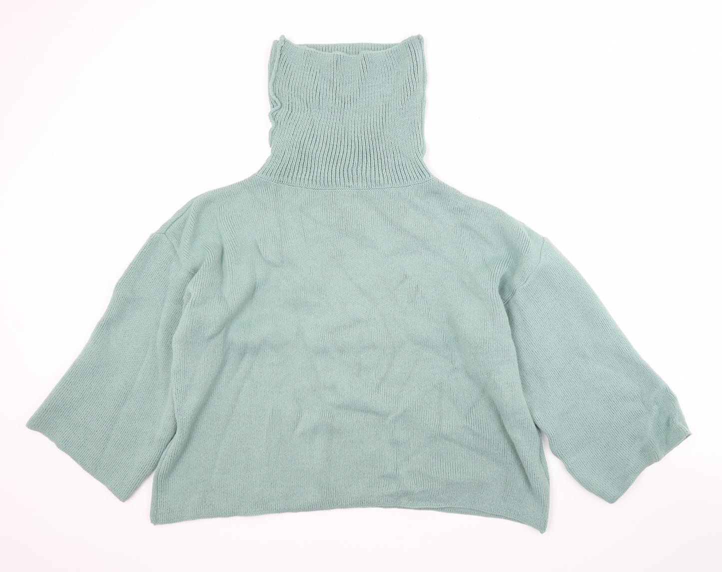 Misspap Womens Green Roll Neck  Acrylic Pullover Jumper Size L