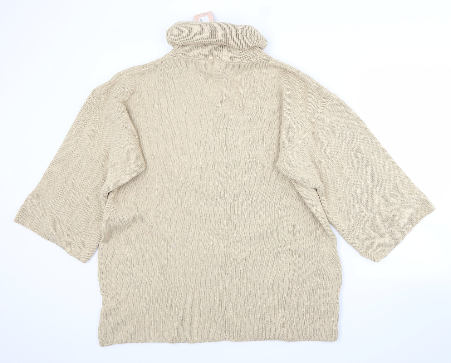 Misspap Womens Beige Roll Neck  Acrylic Pullover Jumper Size L