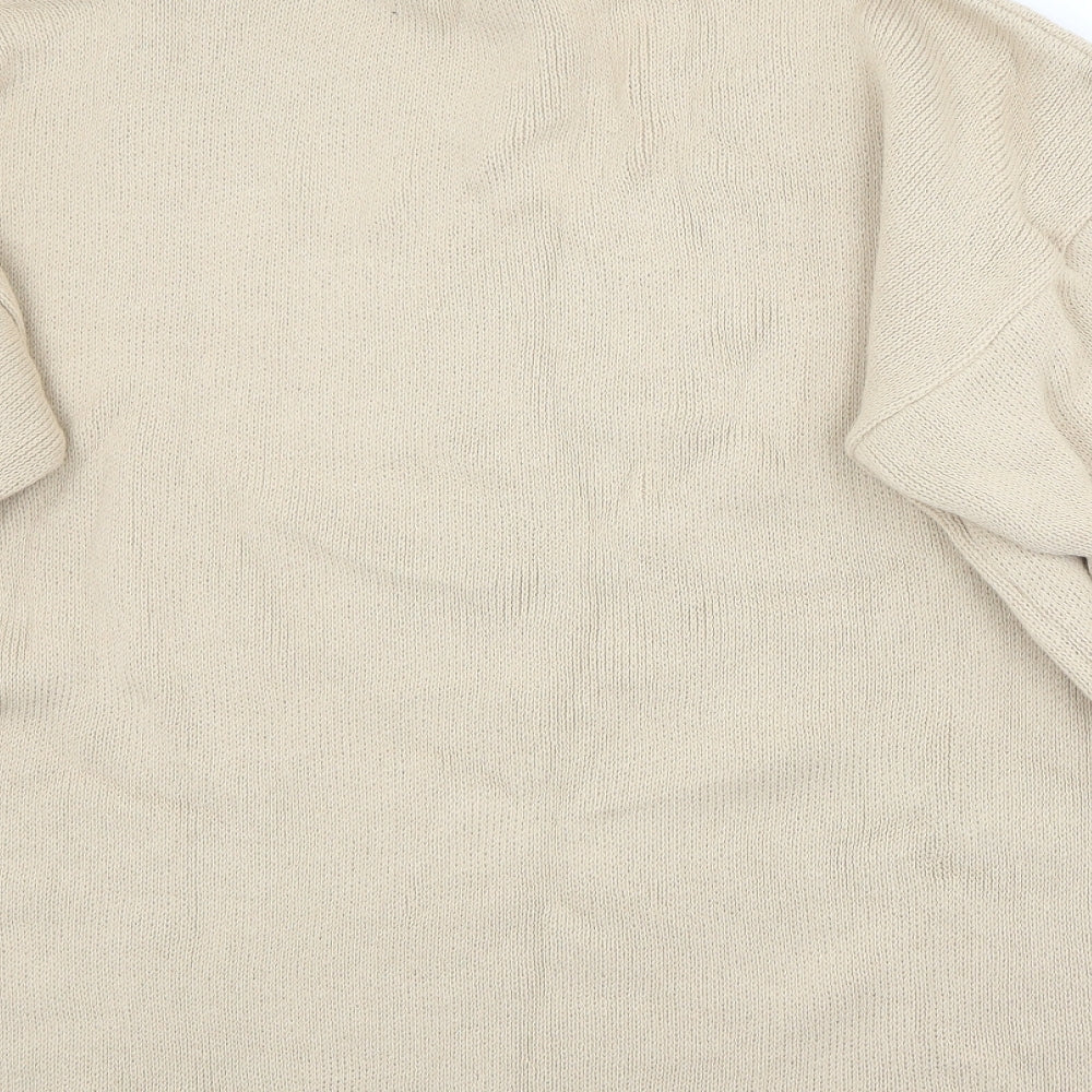 Misspap Womens Beige Roll Neck  Acrylic Pullover Jumper Size L