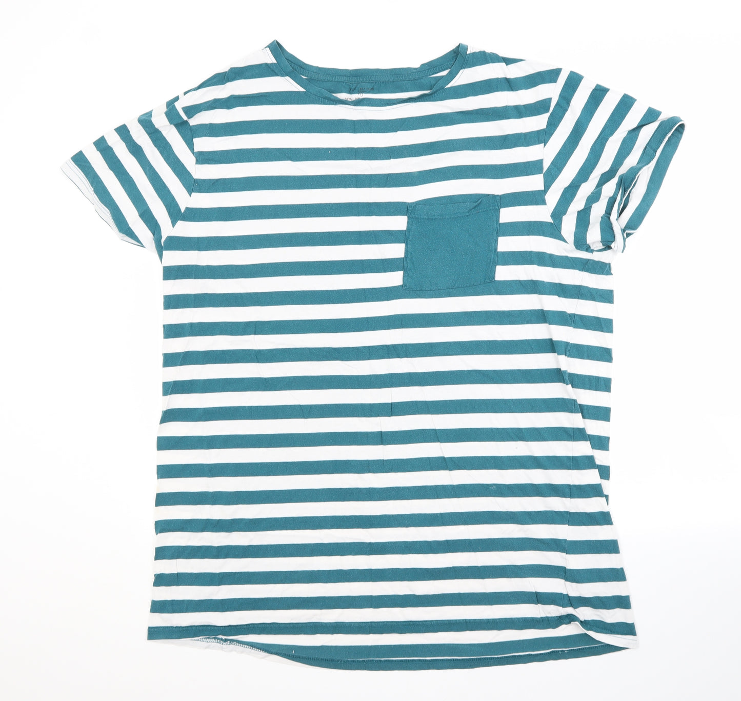 Primark Mens Multicoloured Striped   T-Shirt Size L Crew Neck