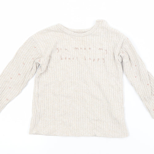 George Baby Beige Geometric Viscose Basic T-Shirt Size 12-18 Months Crew Neck