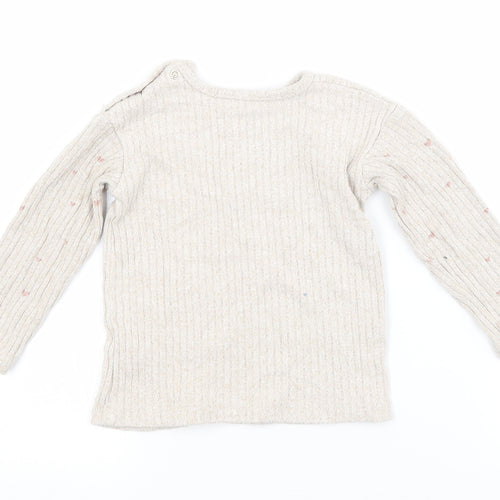 George Baby Beige Geometric Viscose Basic T-Shirt Size 12-18 Months Crew Neck