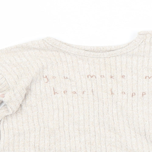 George Baby Beige Geometric Viscose Basic T-Shirt Size 12-18 Months Crew Neck