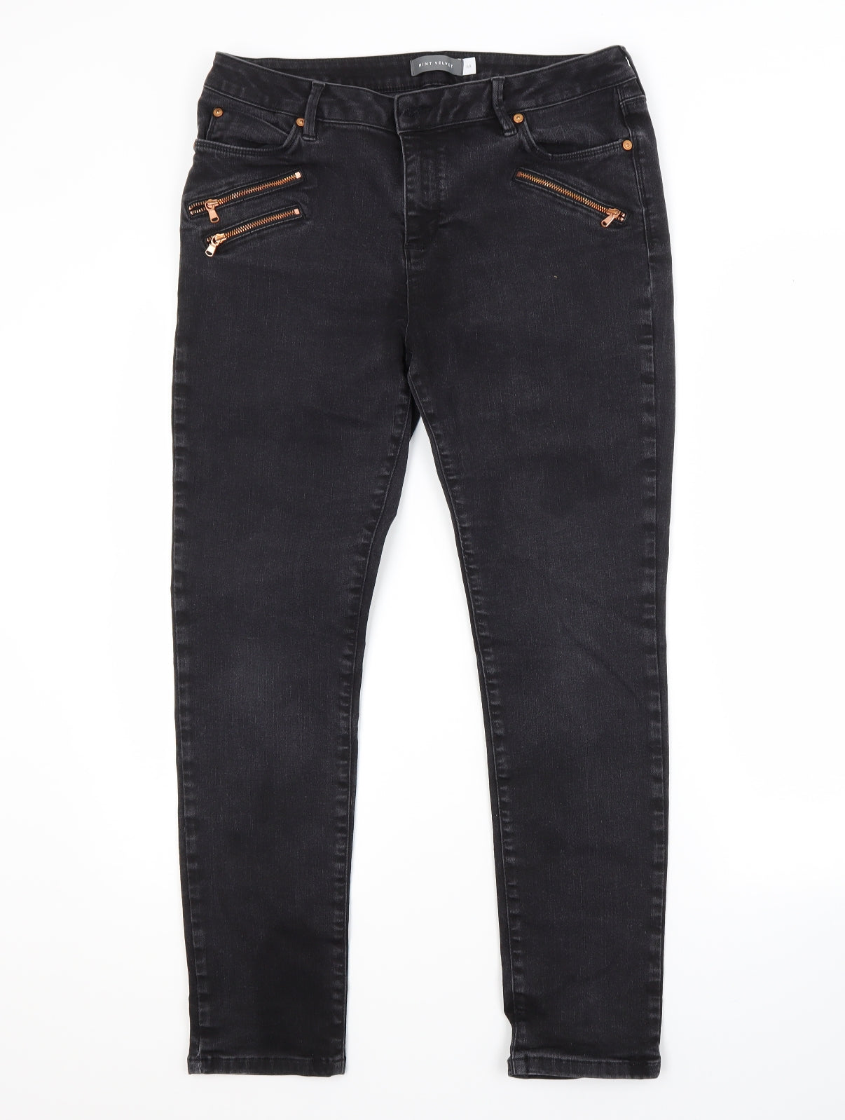 Mint Velvet Womens Grey  Cotton Skinny Jeans Size 16 L27 in Regular
