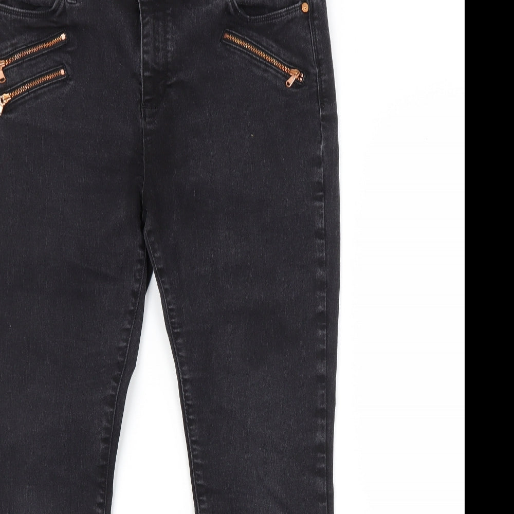 Mint Velvet Womens Grey  Cotton Skinny Jeans Size 16 L27 in Regular