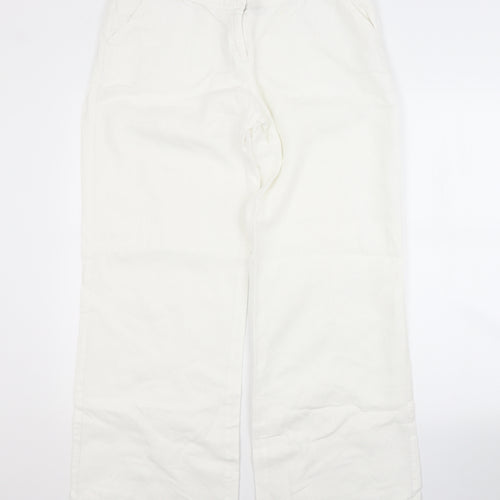Phase Eight Womens White  Linen Trousers  Size 12 L30 in Regular