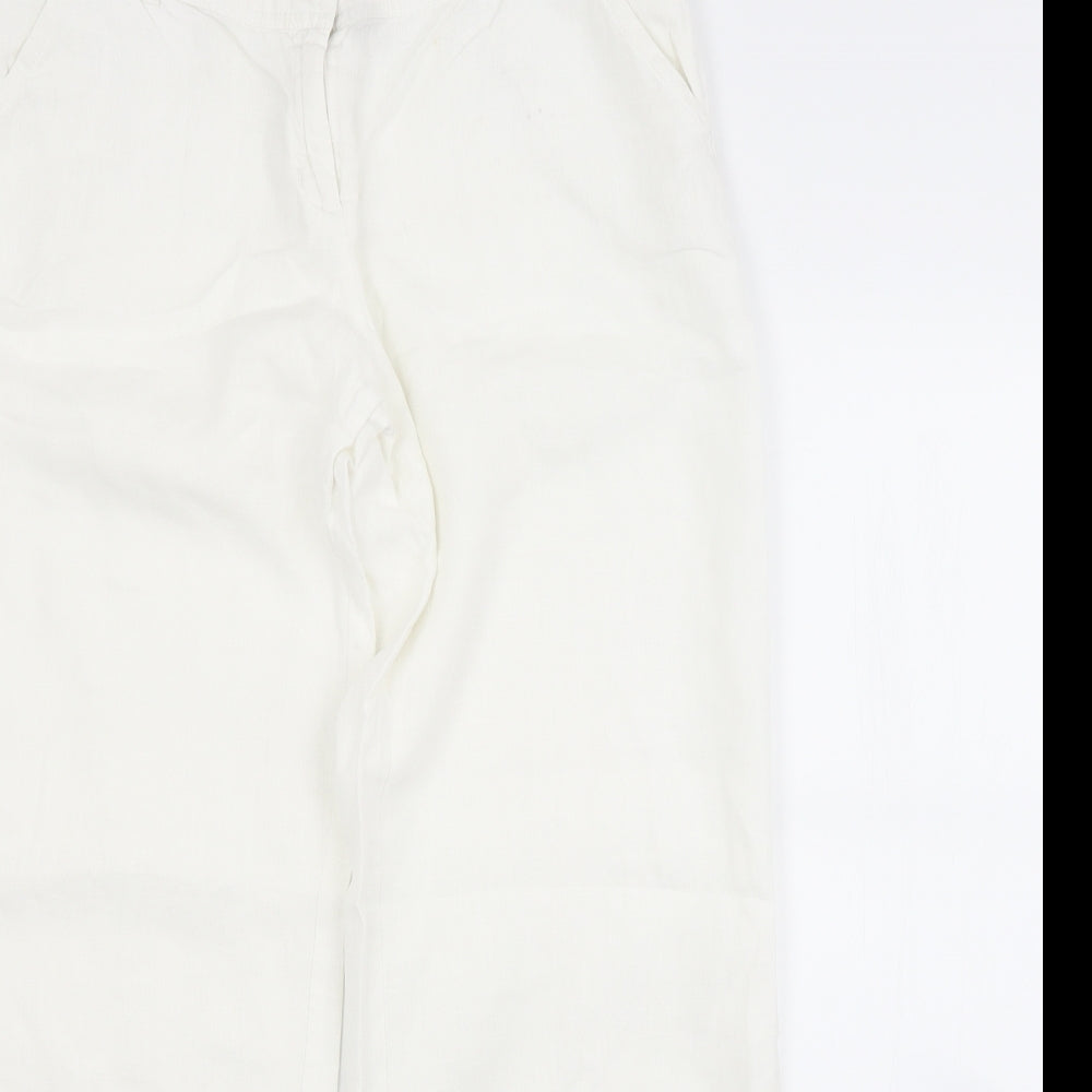 Phase Eight Womens White  Linen Trousers  Size 12 L30 in Regular