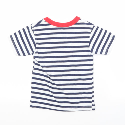 Preworn Boys Multicoloured Striped  Basic T-Shirt  Crew Neck