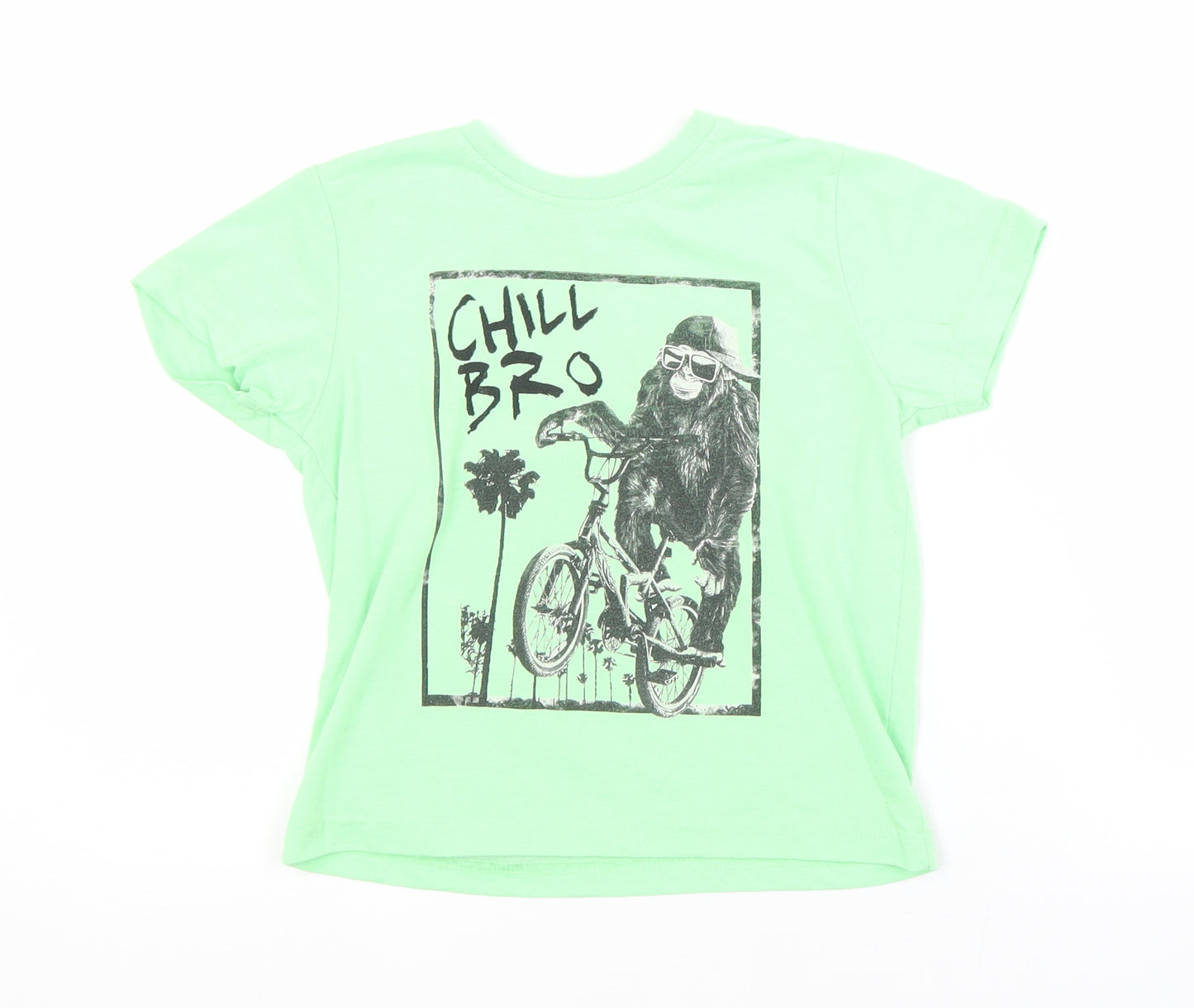 Primark Boys Green   Basic T-Shirt Size 3-4 Years Crew Neck